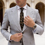 Black Necktie With Gold Key Patterns