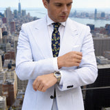 Navy With Green Peacock Feather Necktie