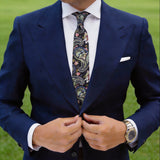 Navy Blue With Pink Floral Paisley Necktie