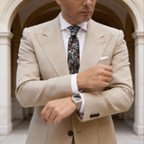 Black With White Leaf & Red Floral Necktie