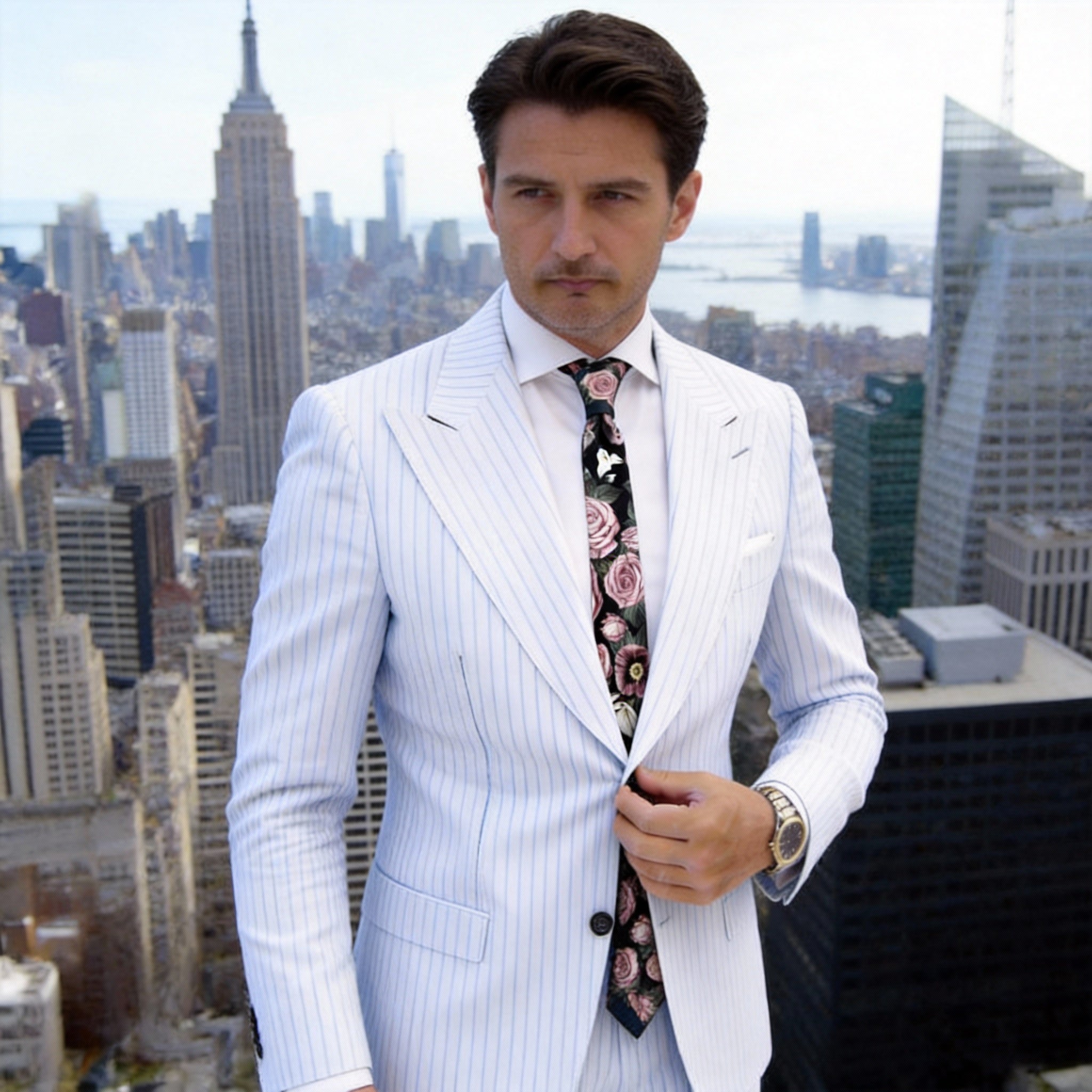 Black With Pink Floral Necktie