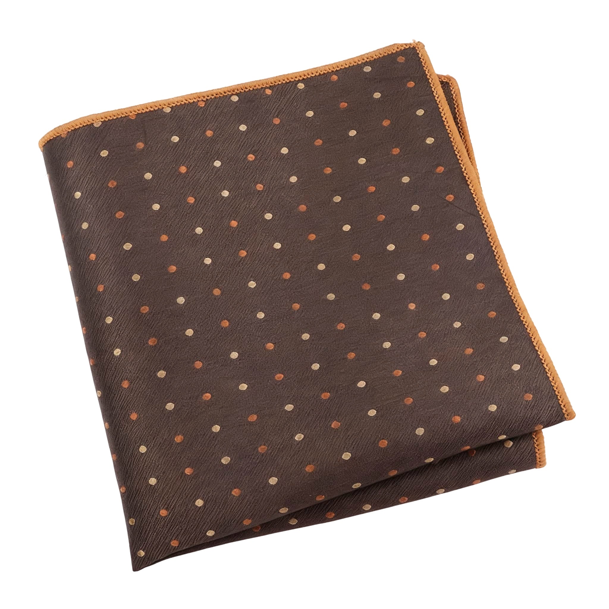 Brown Orange Polka Dot Pocket Square