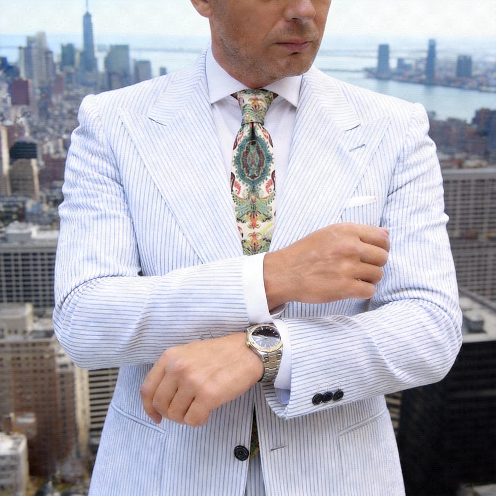 Beige with Red Flamingo Necktie