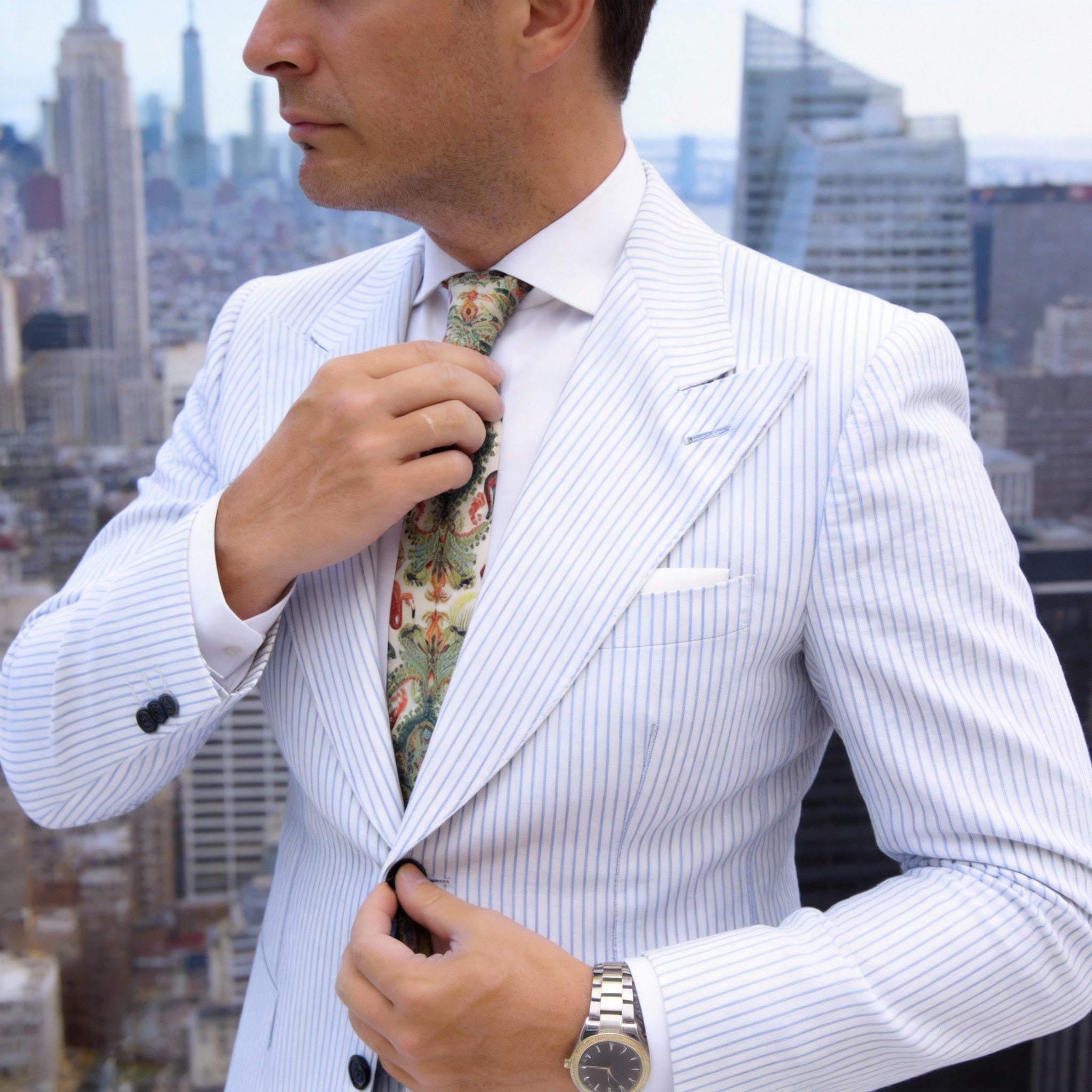 Beige with Red Flamingo Necktie