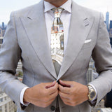 Blue-Gray With Beige Townscape Necktie