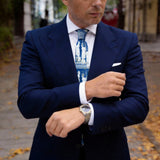 Blue With White Classical Statues Necktie