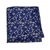 Navy Blue White Floral Pocket Square