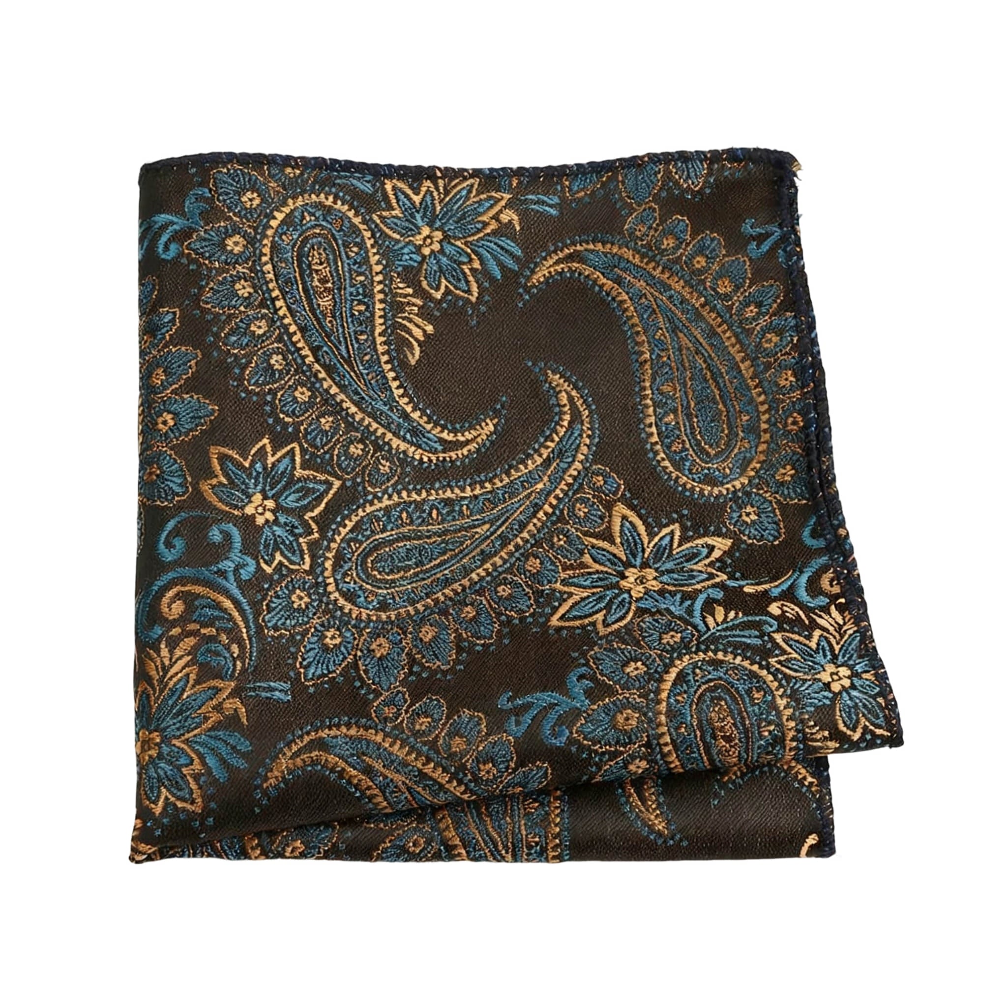 Brown Gold Paisley Pocket Square
