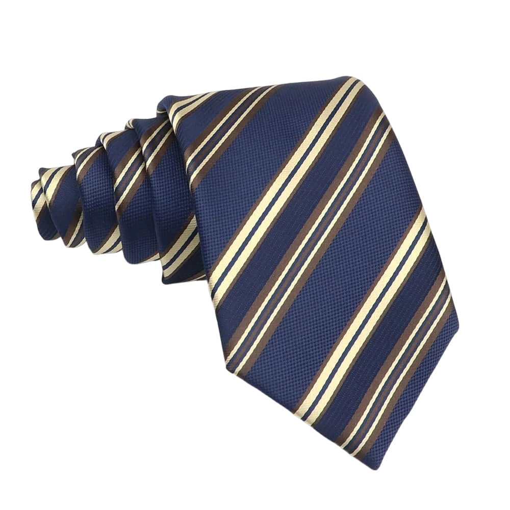 Navy Blue Brown Striped Necktie