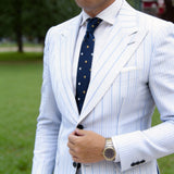 Navy Blue With Gold White Polka Dots Necktie