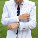 Navy Blue With Gold White Polka Dots Necktie