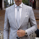 Light Gray With Red Geometric Pattern Necktie