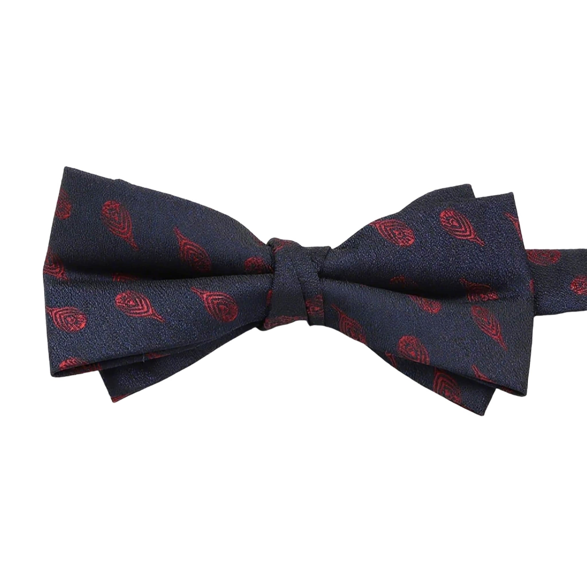 Navy Blue Red Feather Bowtie