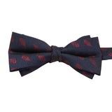 Navy Blue Red Feather Bowtie
