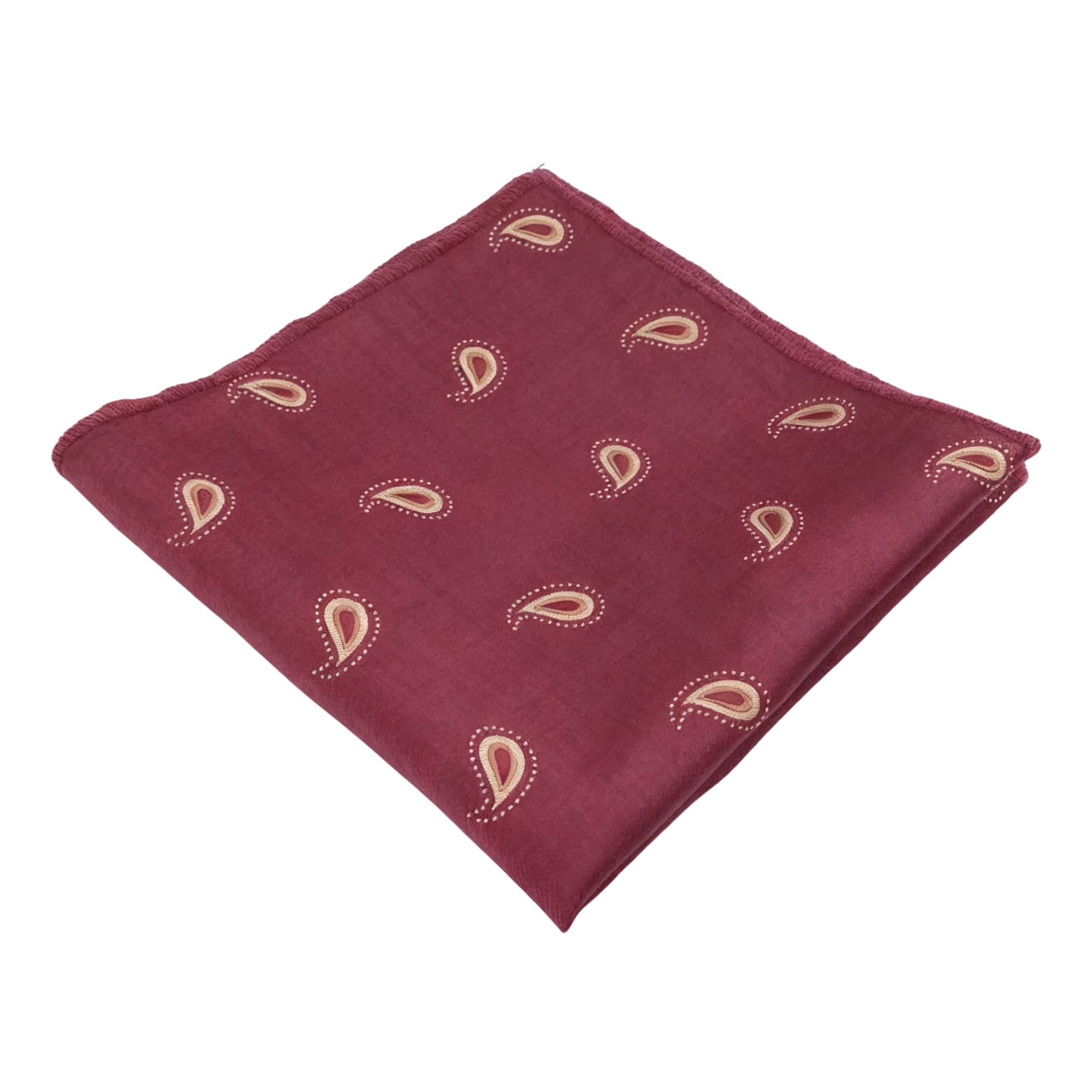 Burgundy Gold Paisley Pocket Square