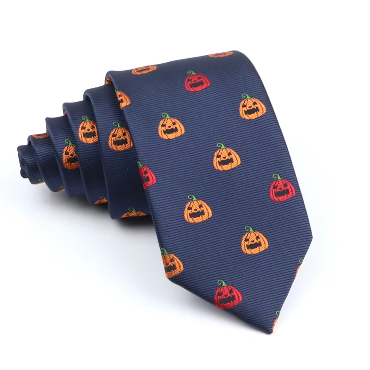 ZONFAZ Navy Blue Halloween Pumpkin Necktie