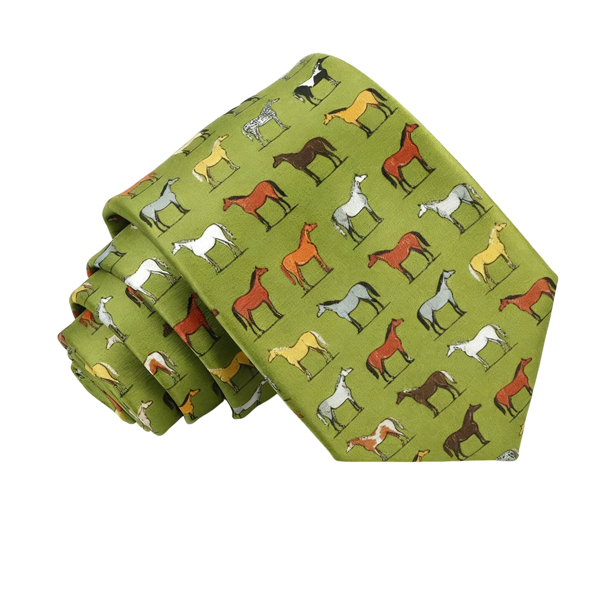 Green Multicolor Horse Necktie