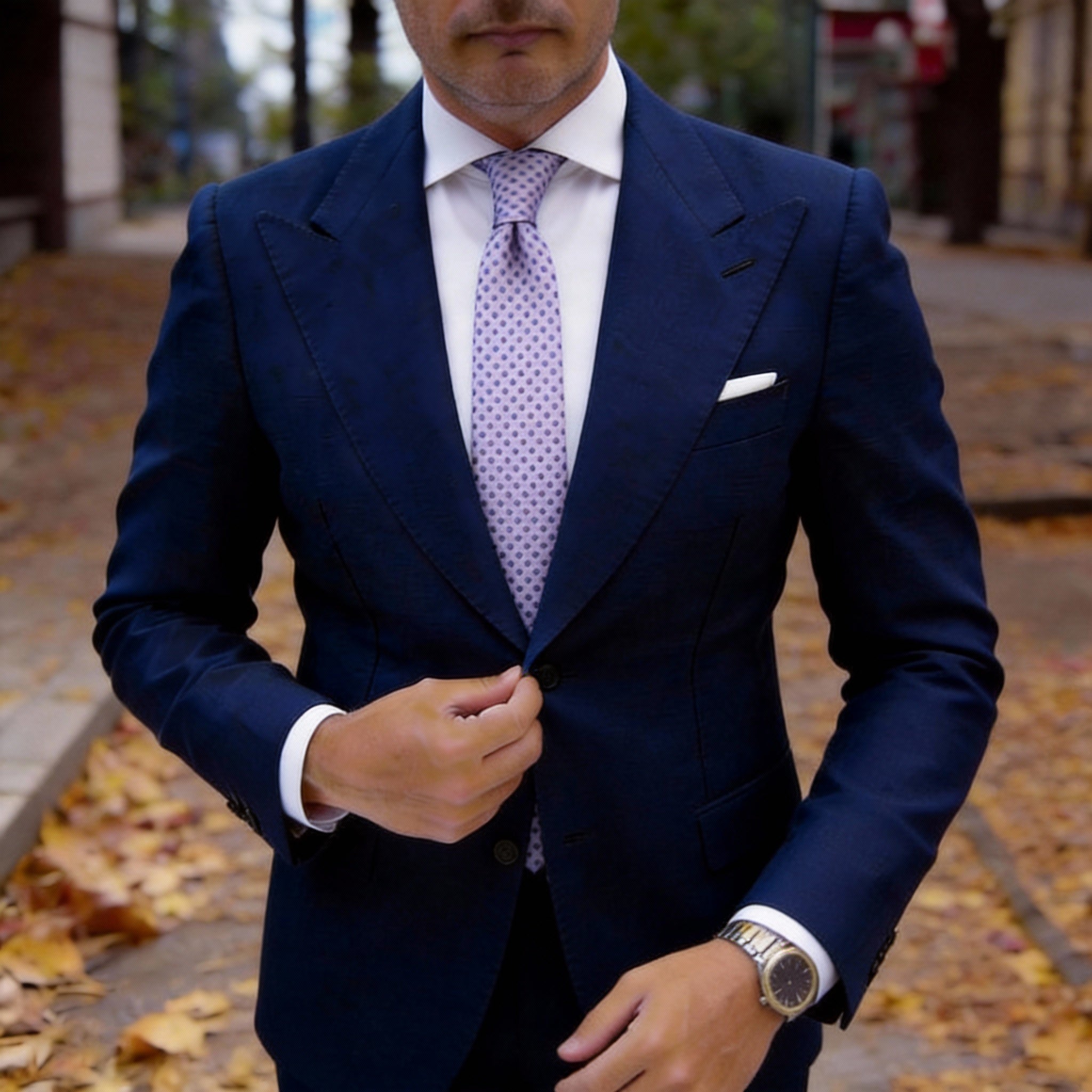 White With Purple Diamond Necktie