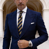 Navy Blue With Yellow Striped Necktie