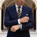 Navy Blue With Yellow Striped Necktie