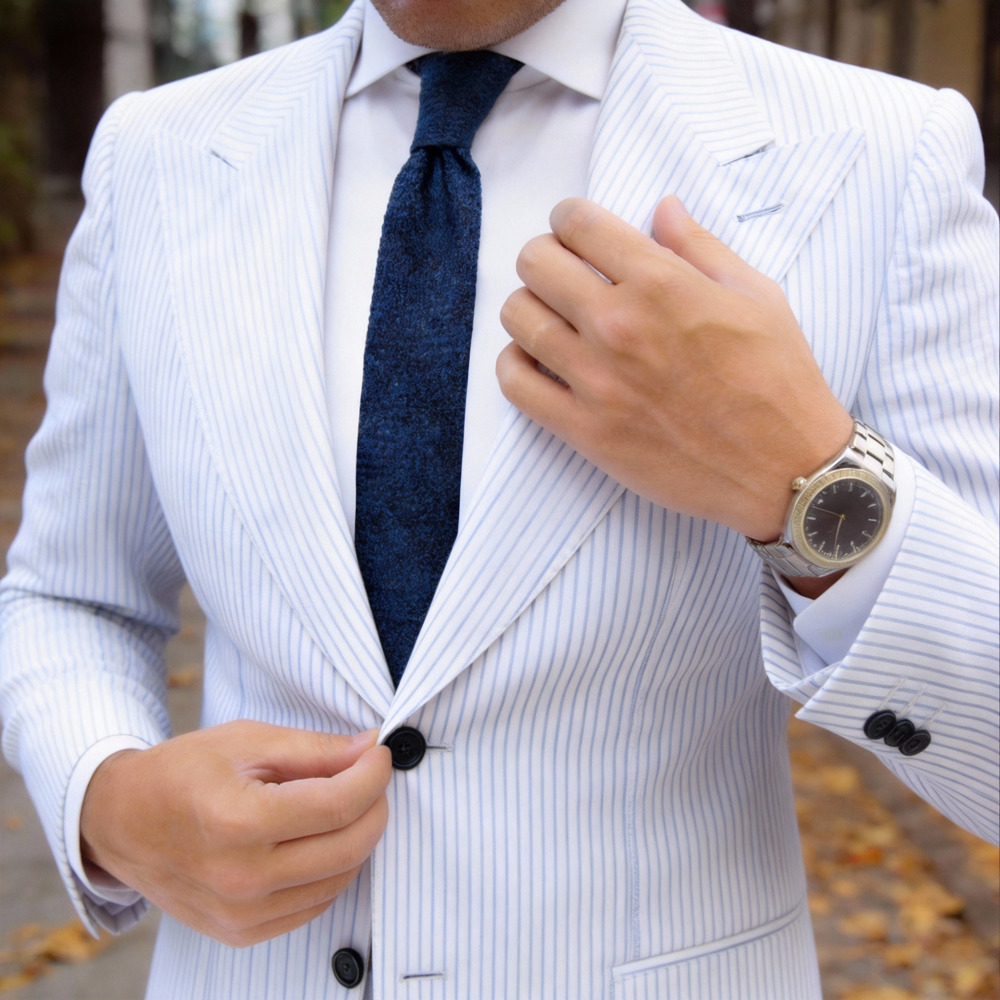 Red Necktie With Red Geometric Pattern