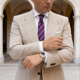 Purple Necktie With Blue White Stripes