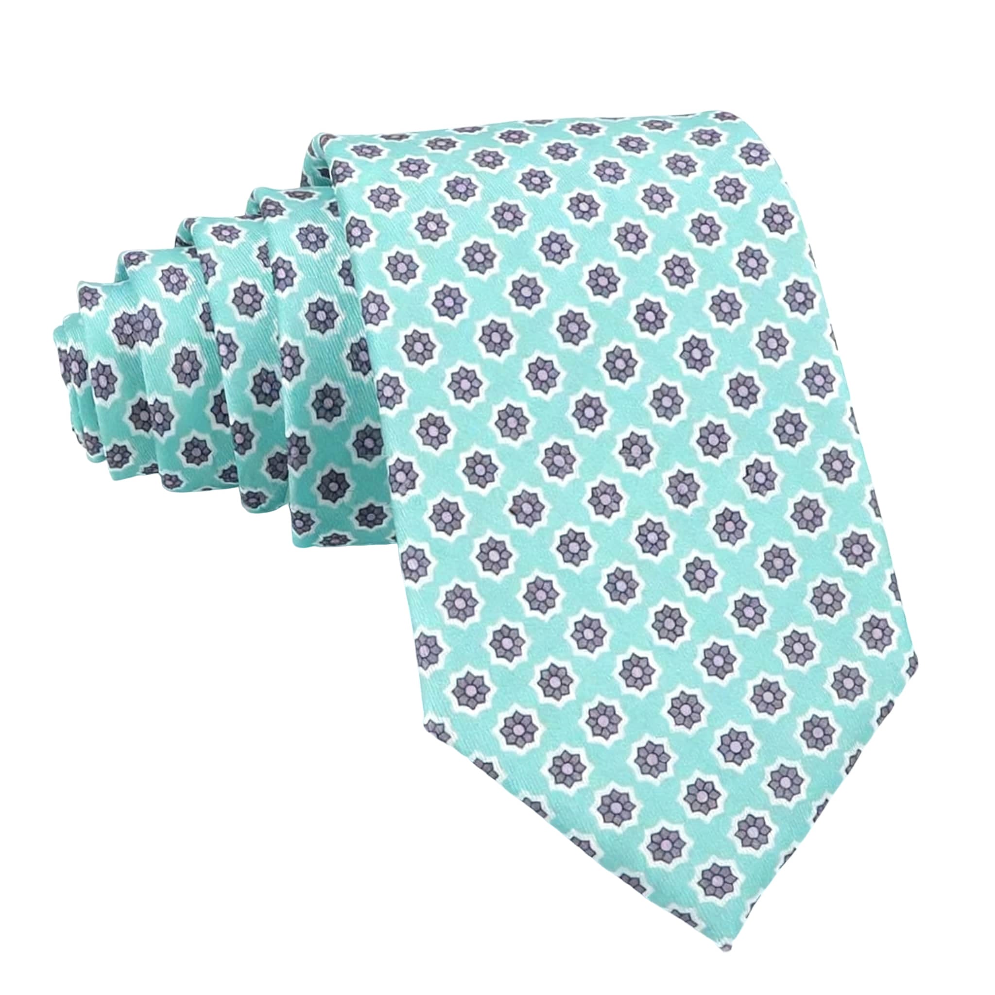 Turquoise Purple Geometric Necktie