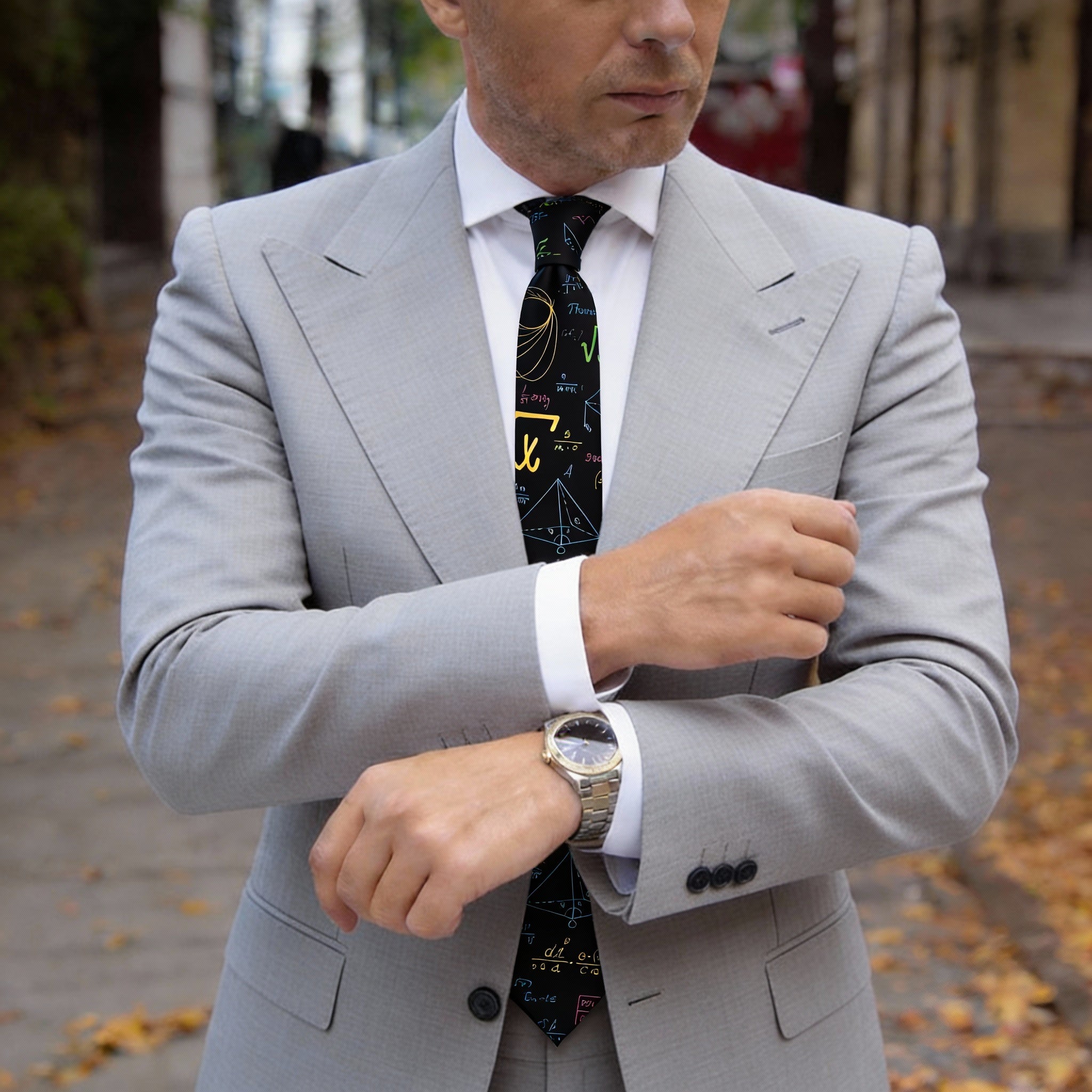 Black With Colorful Math&Geometry Necktie