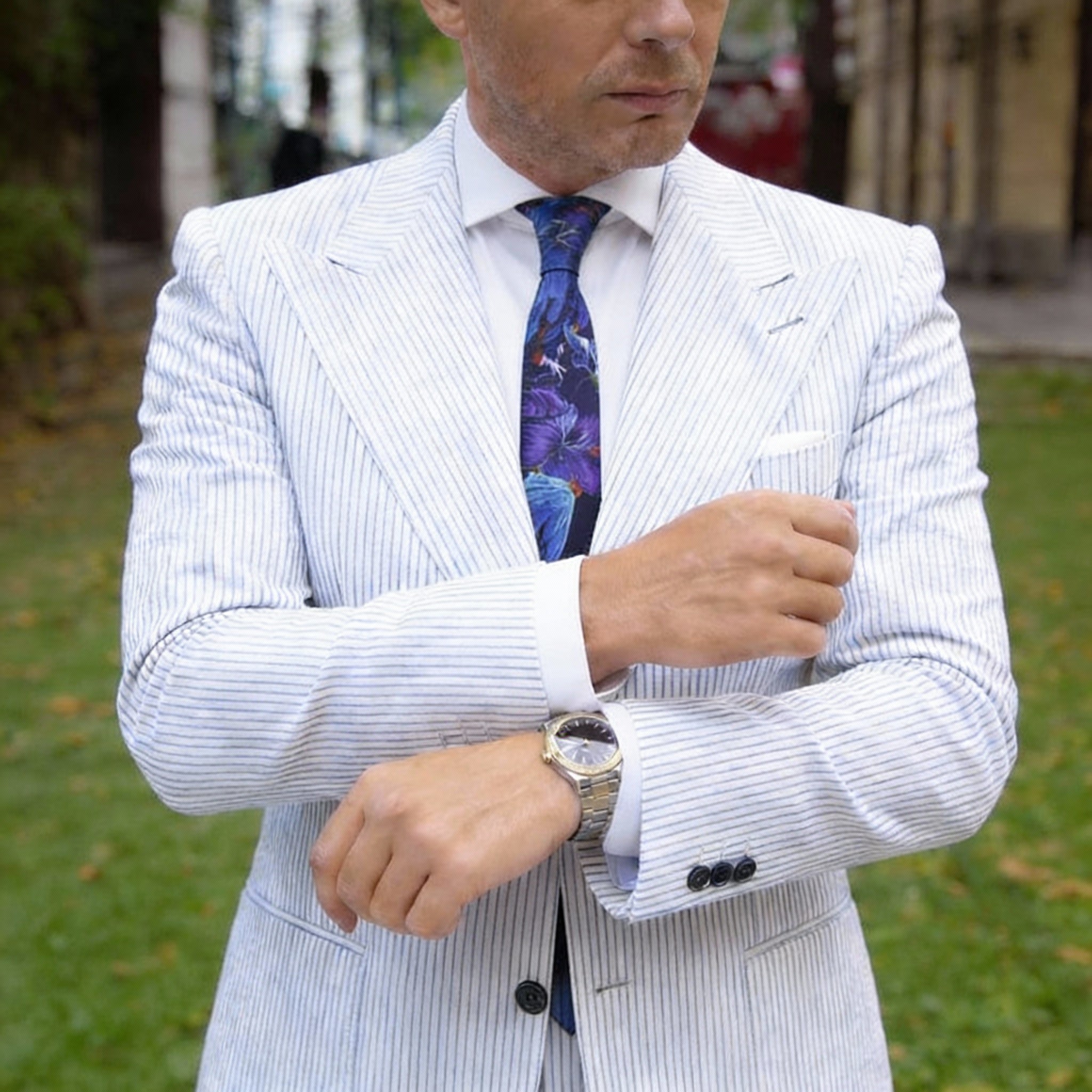 Black With Blue Leaf Necktie