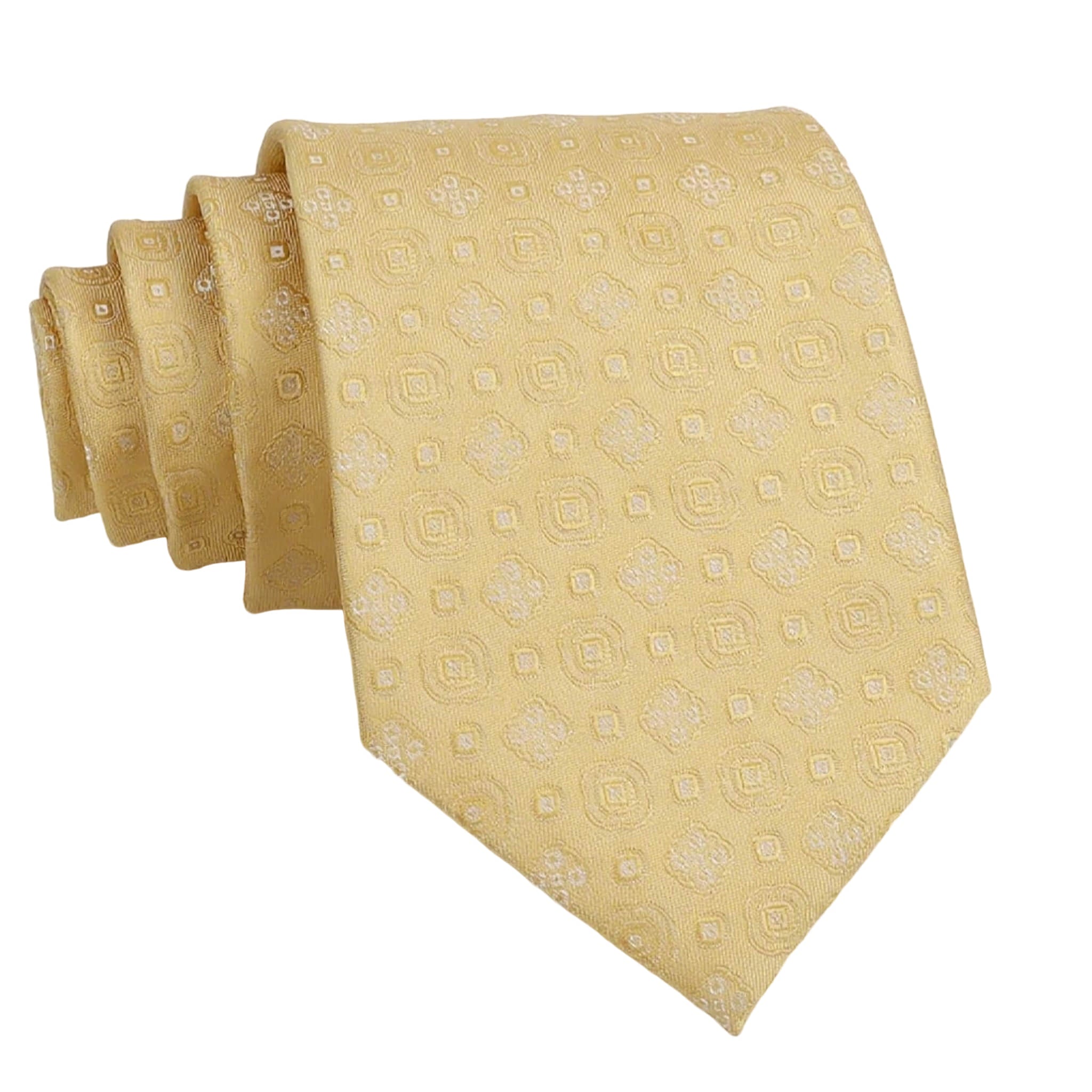 Yellow White Geometric Necktie