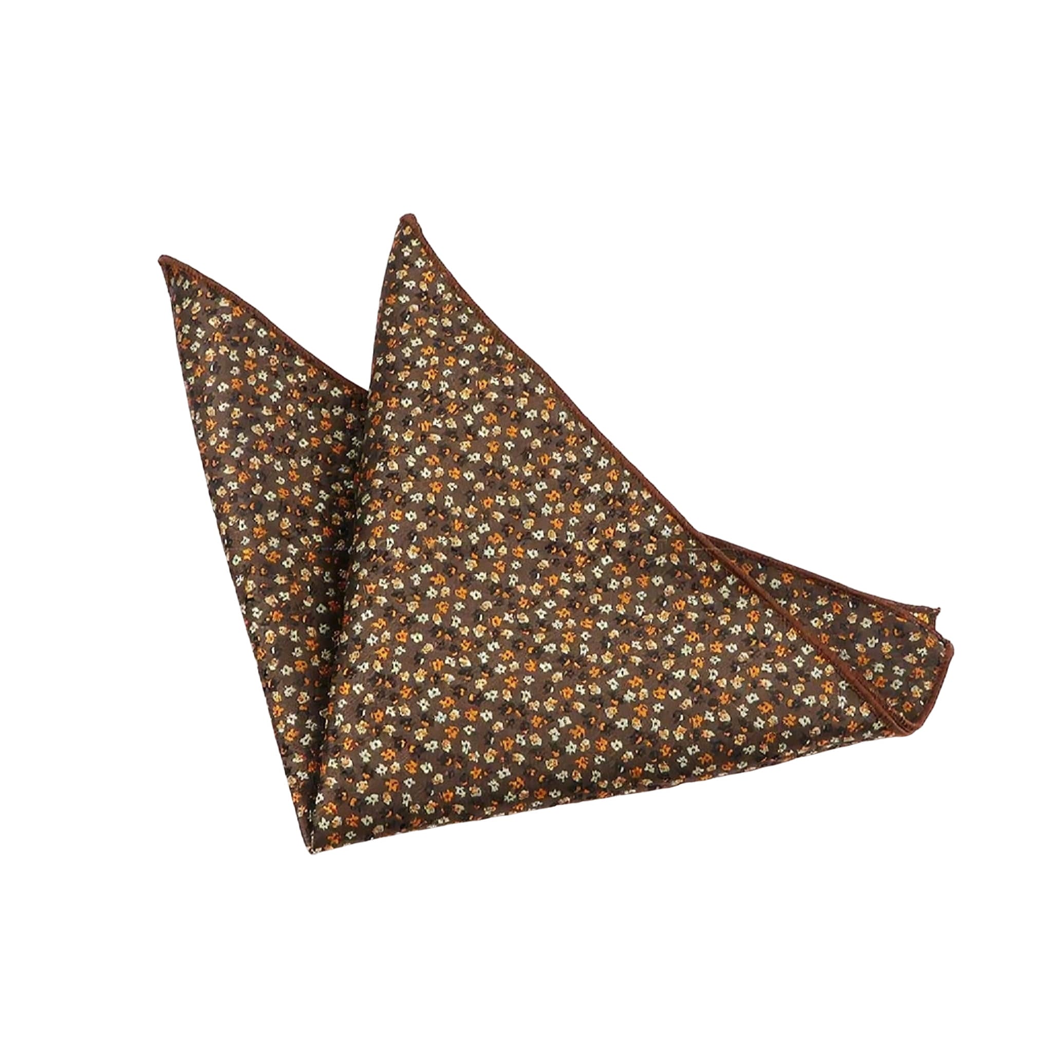 Brown Orange Floral Pocket Square