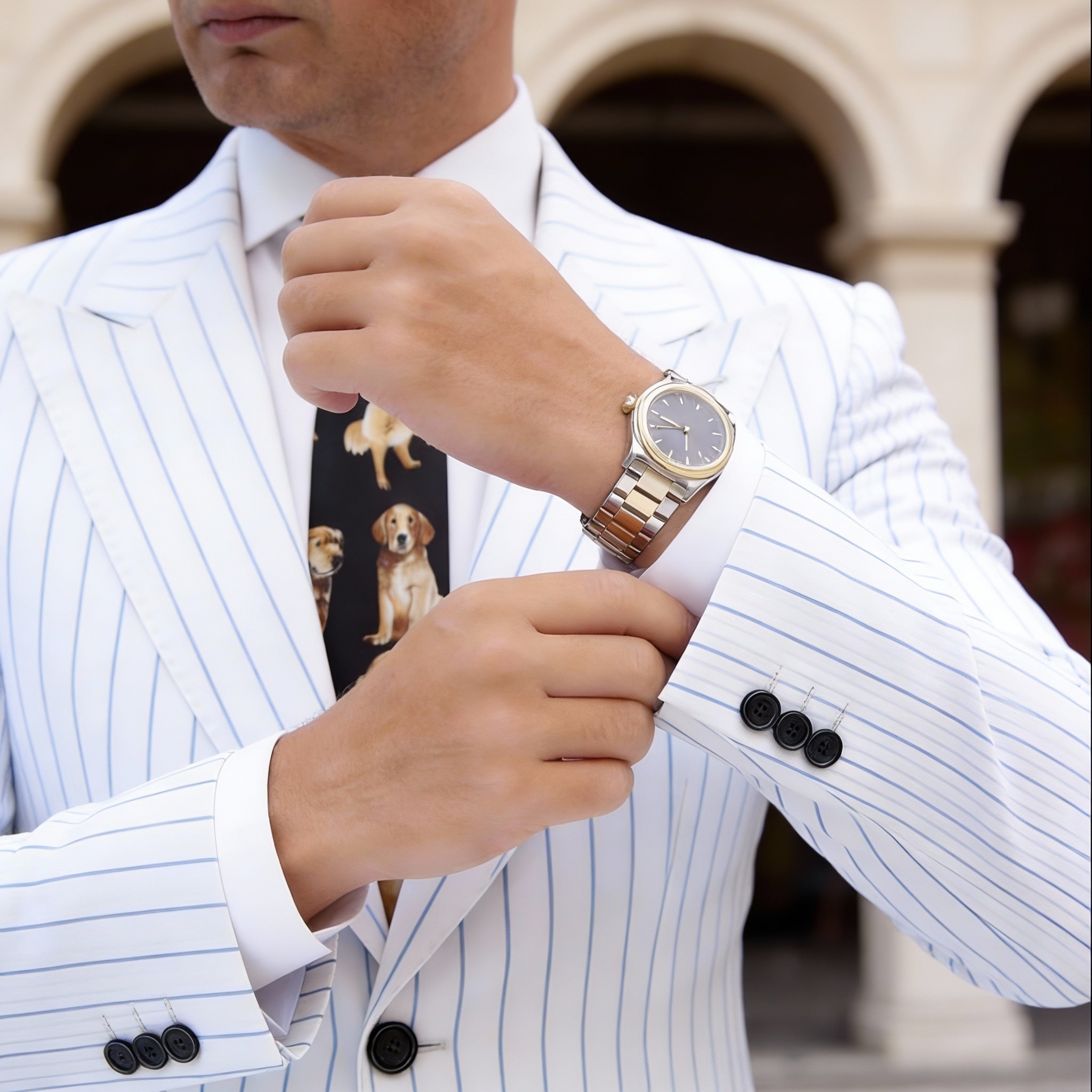 Black with Golden Dog Necktie