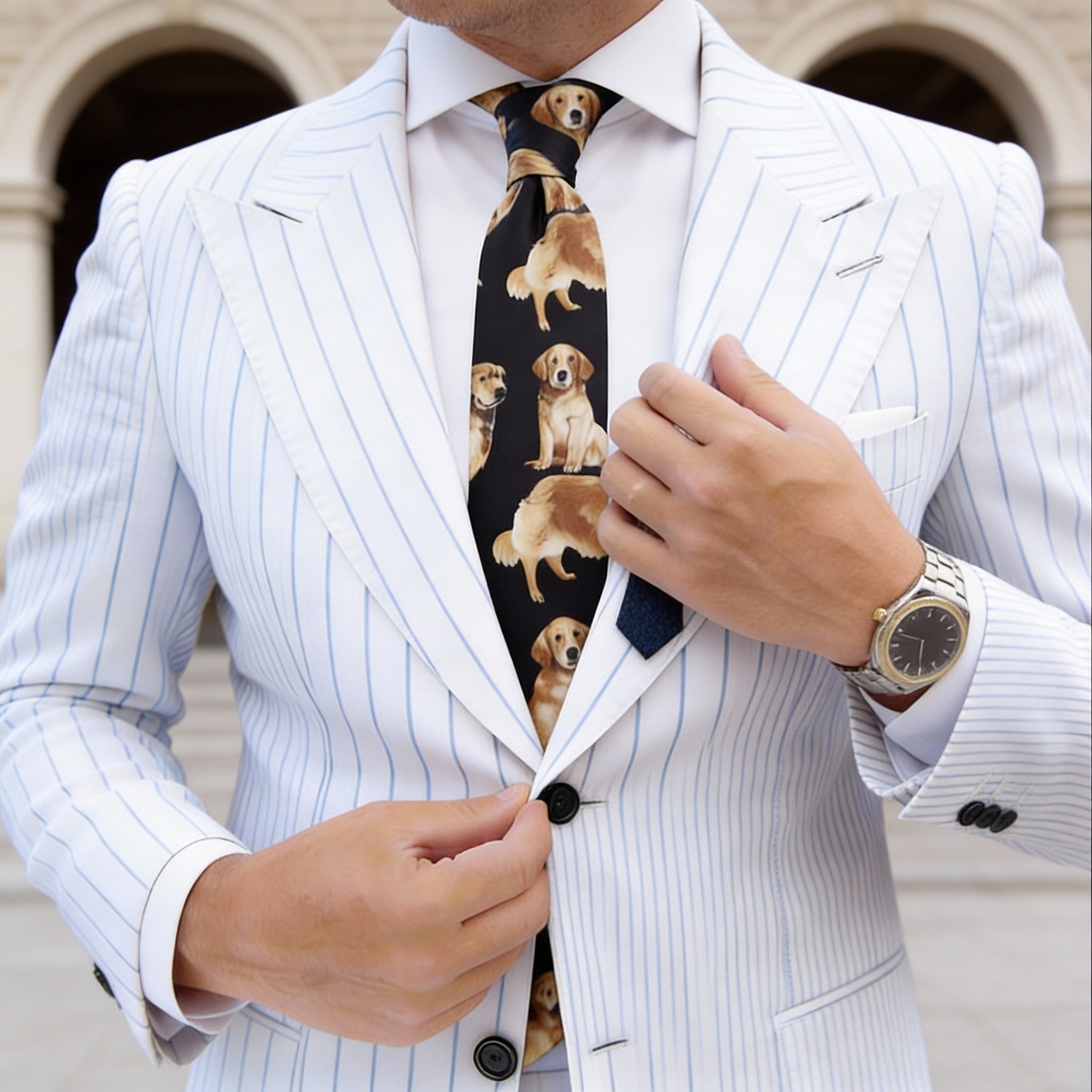 Black with Golden Dog Necktie