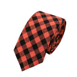 Orange Black Plaid Necktie