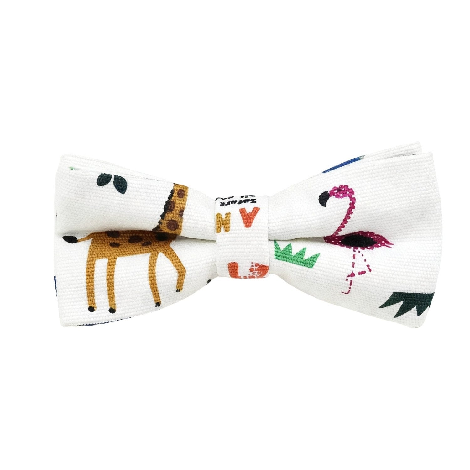 White With Colorful Animal Bowtie