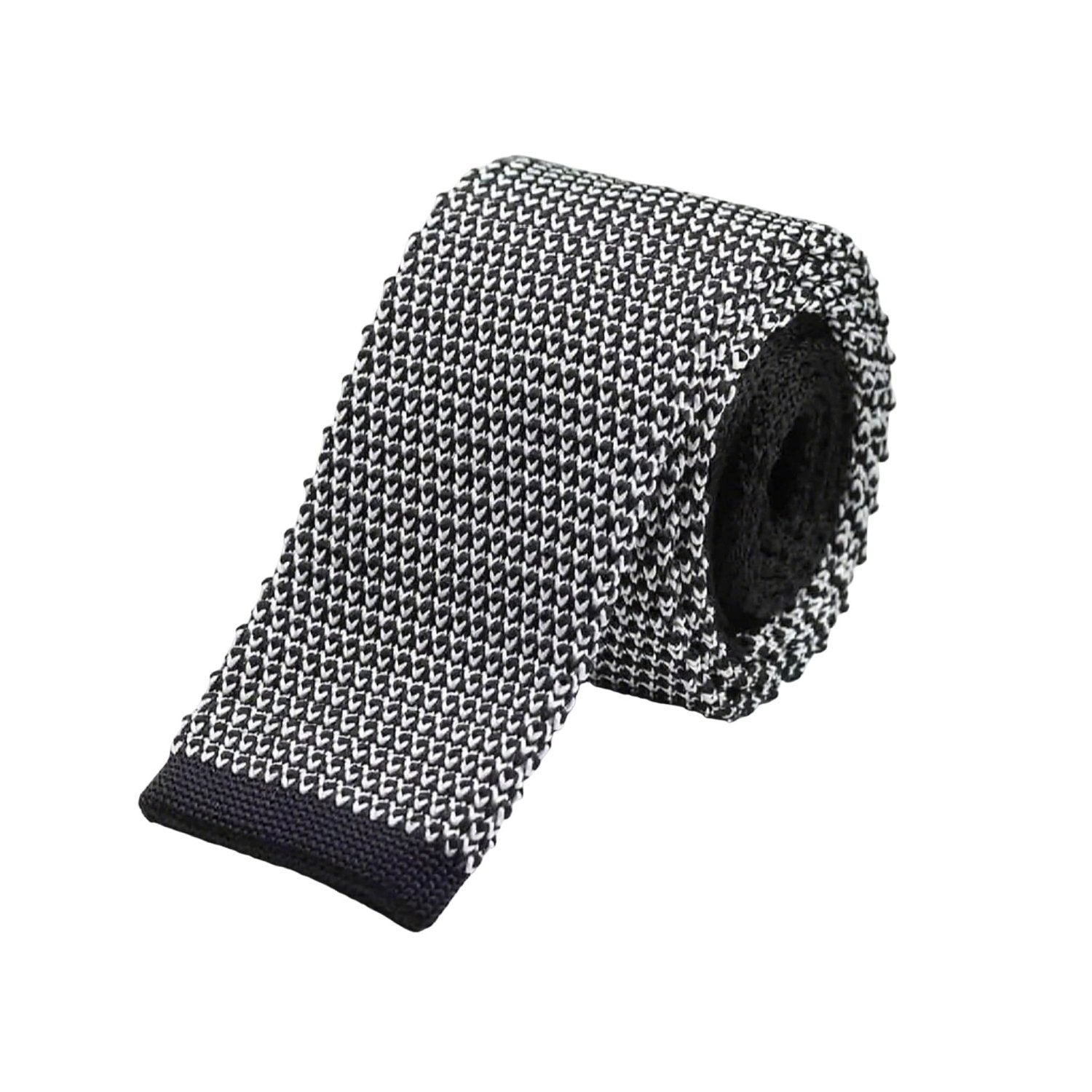 Black Necktie with White Geometric Pattern