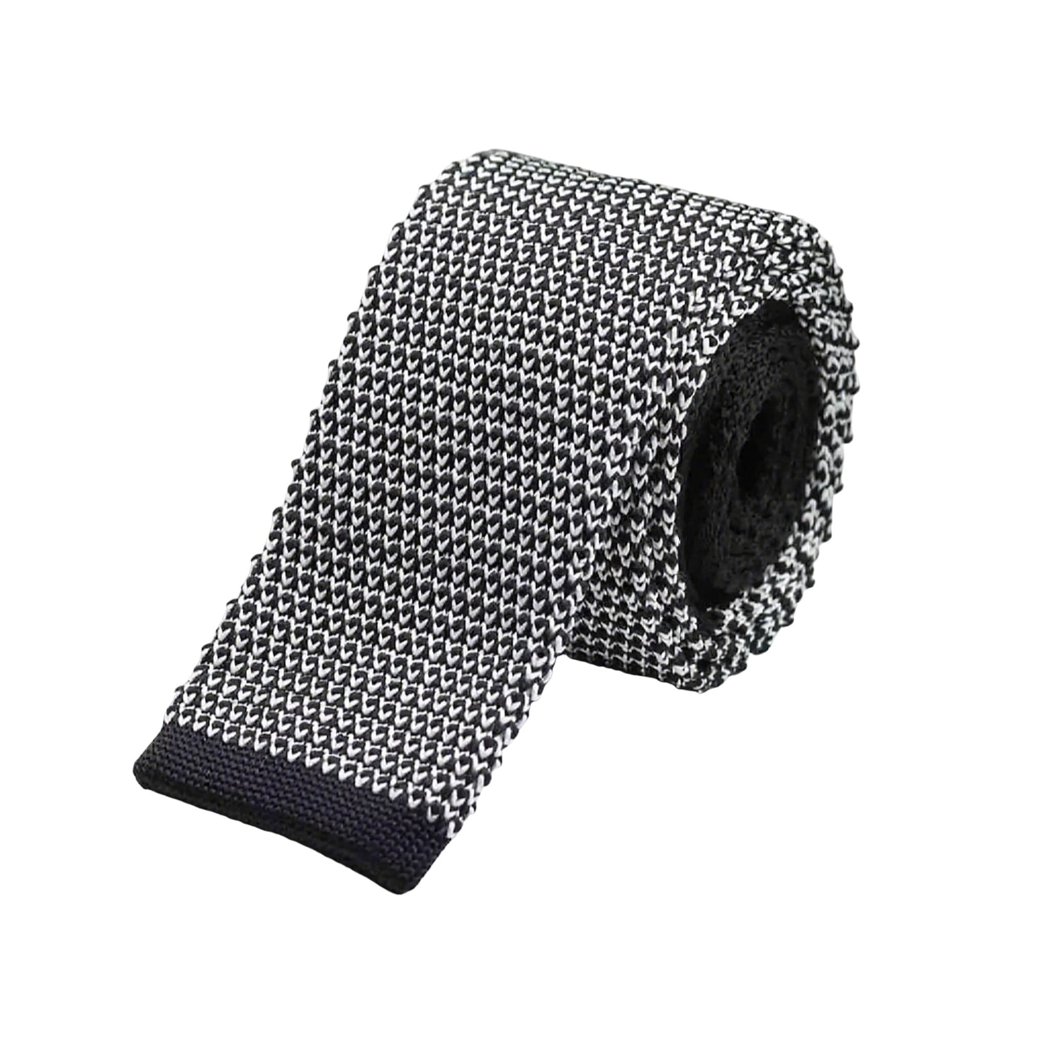 Black White Knitted Necktie