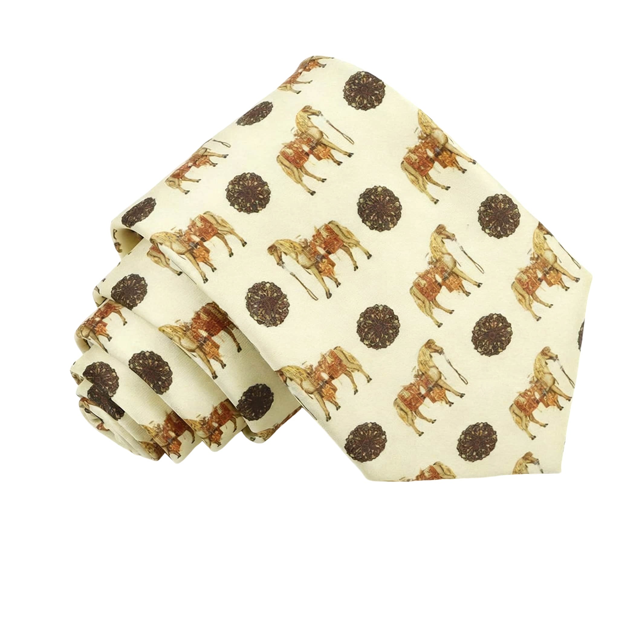 Beige Brown Horse Necktie