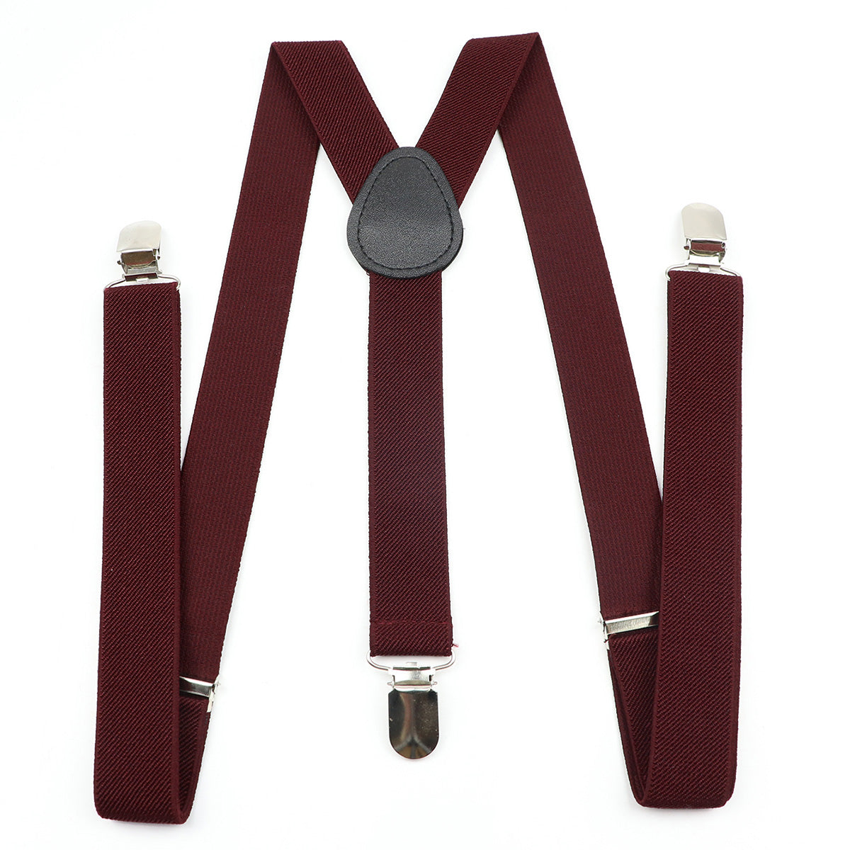 Men's Burgundy Solid Y‑Back Clip‑On Suspenders