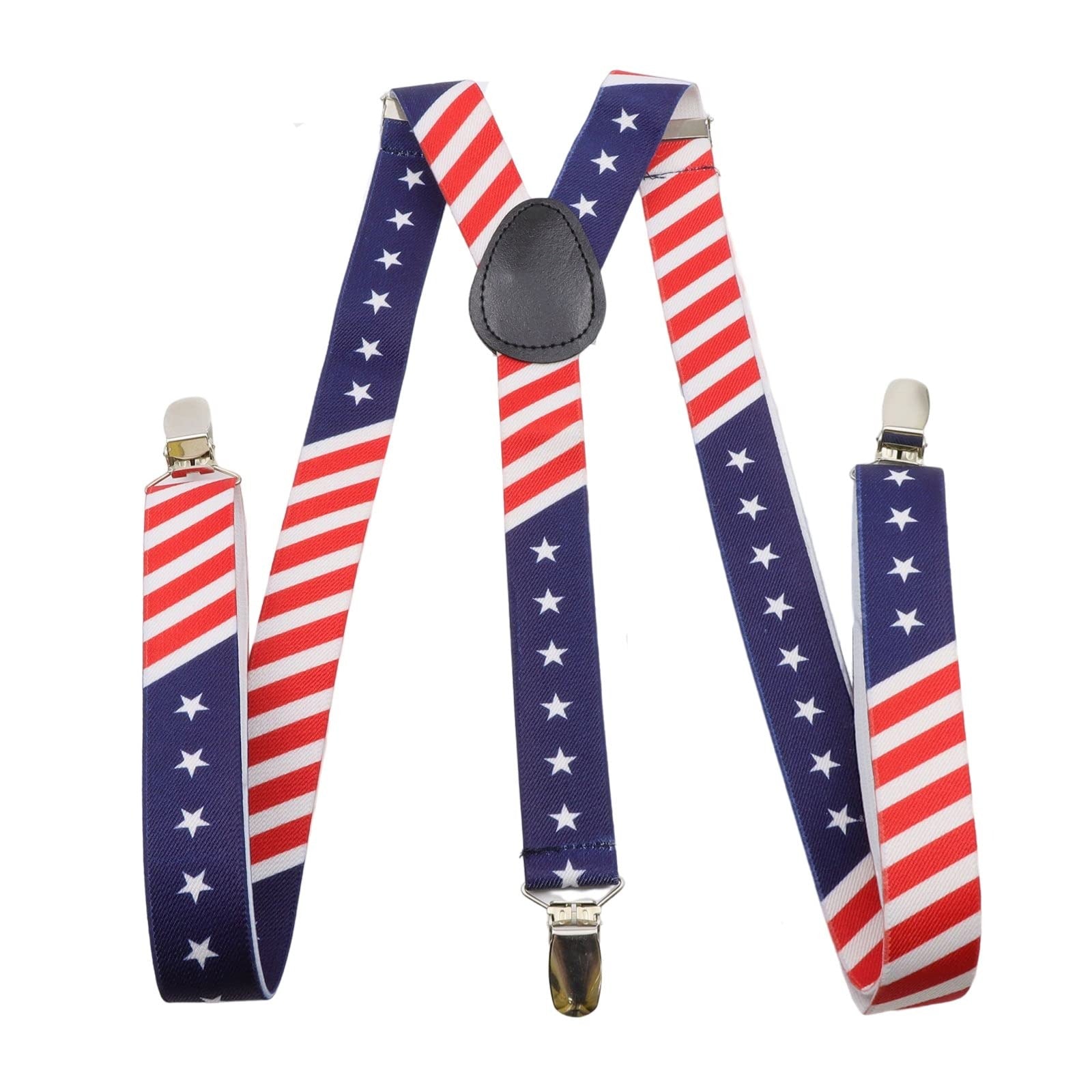 USA Star & Stripe Pattern Adjustable Clip‑On Suspenders