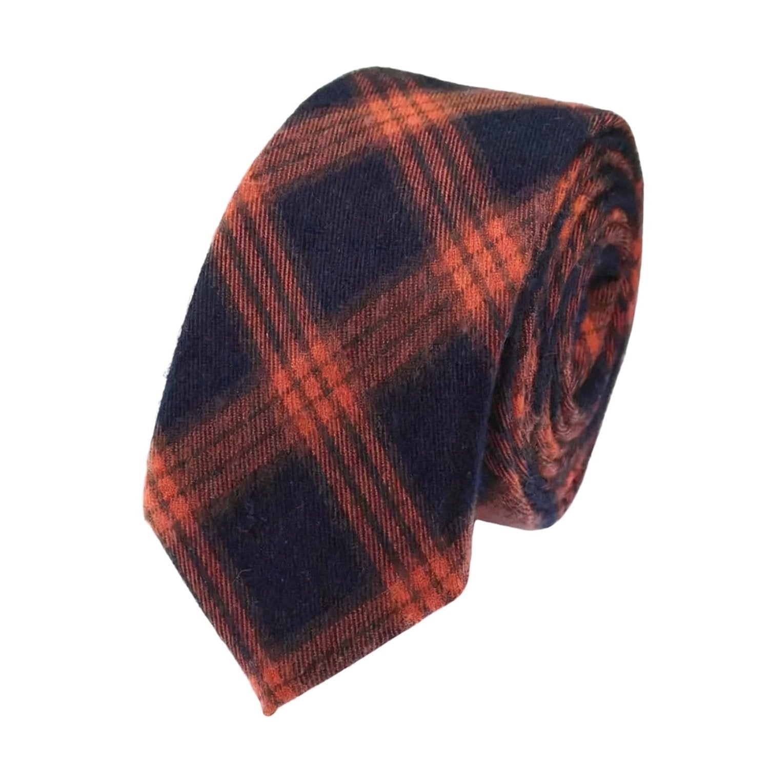 Navy Blue with Orange Plaid Necktie
