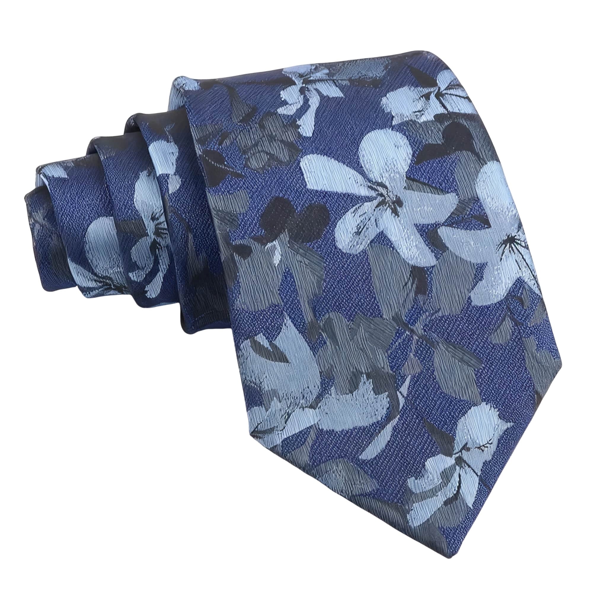 Blue Gray Floral Necktie
