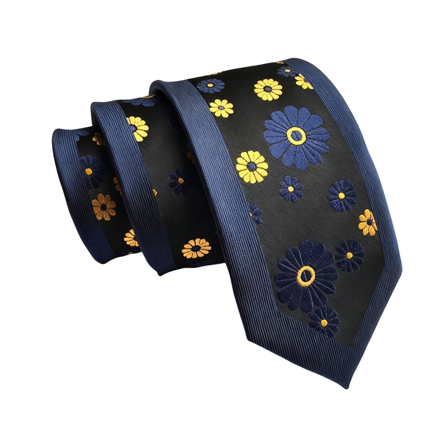 Black Blue Floral Necktie