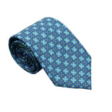 Navy Blue with Green Floral Necktie