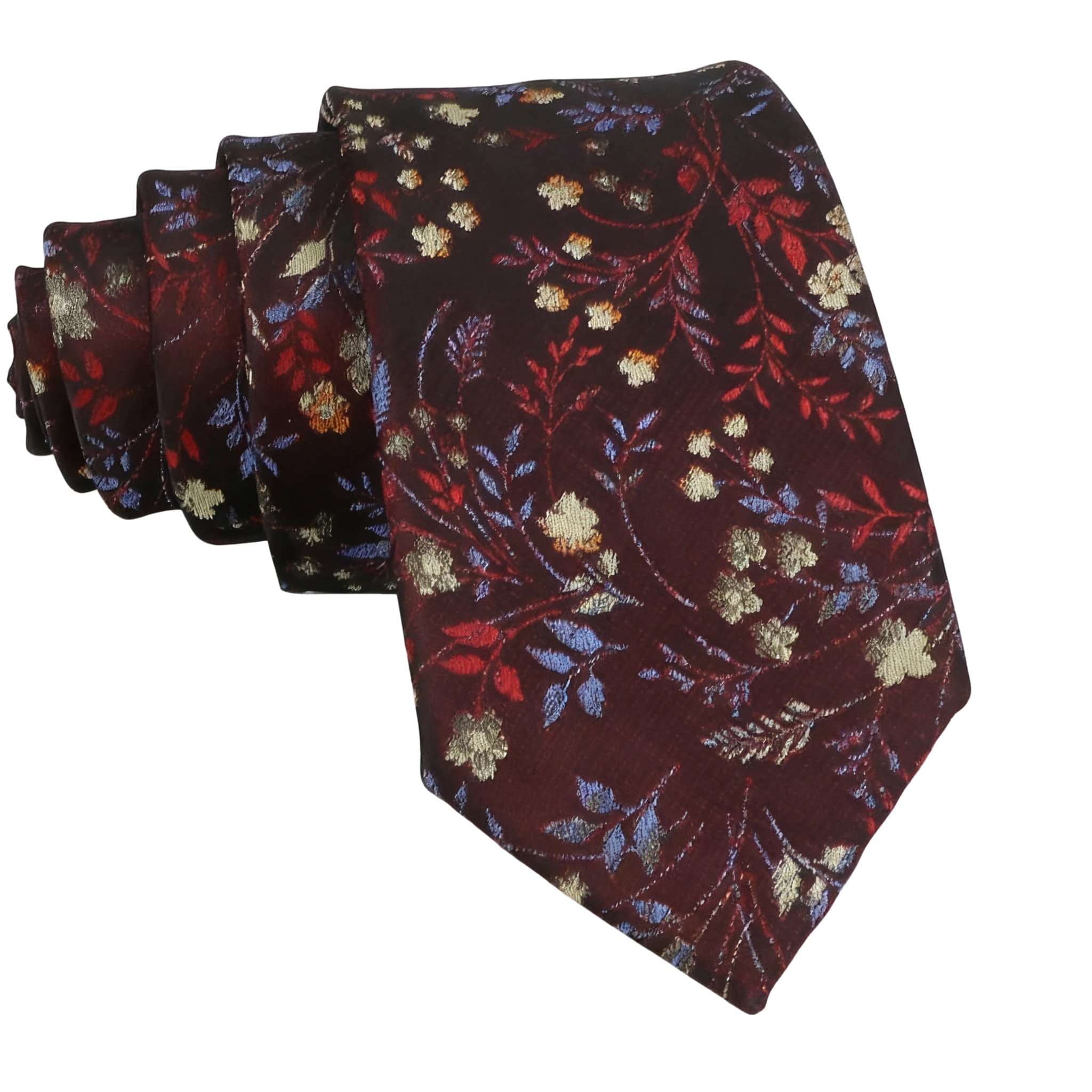 Burgundy Red Floral Necktie