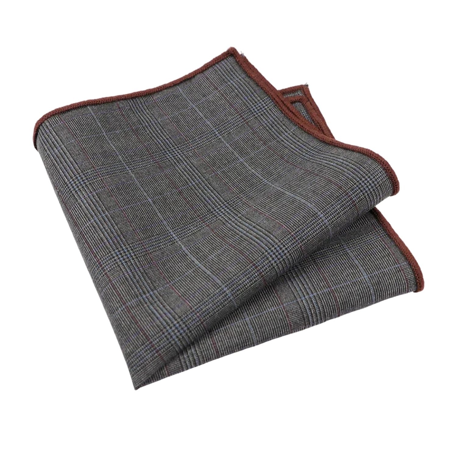 Gray with Burgundy Plaid Pocket Square