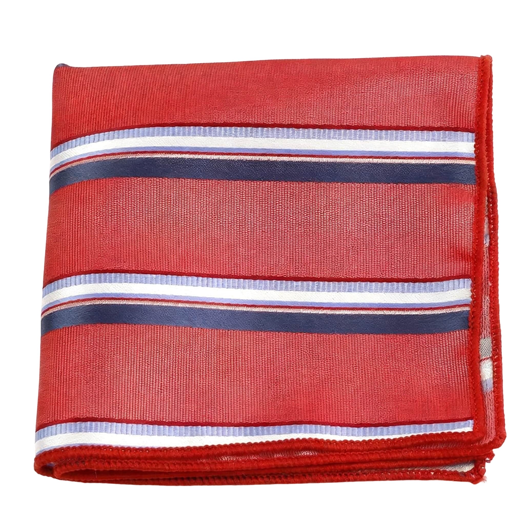 Red Blue Striped Pocket Square