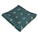 Dark Green Red Paisley Pocket Square