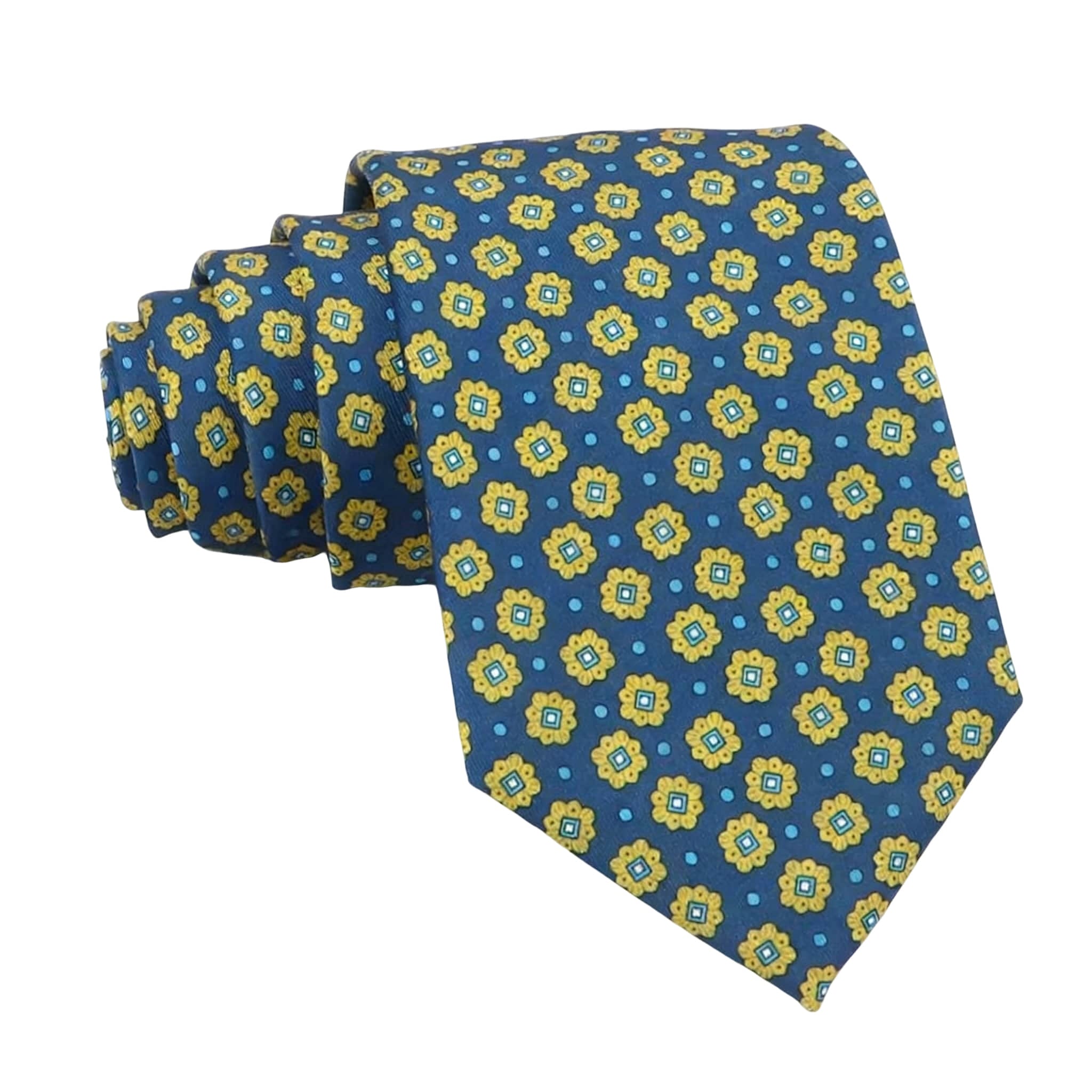 Blue Yellow Floral Necktie