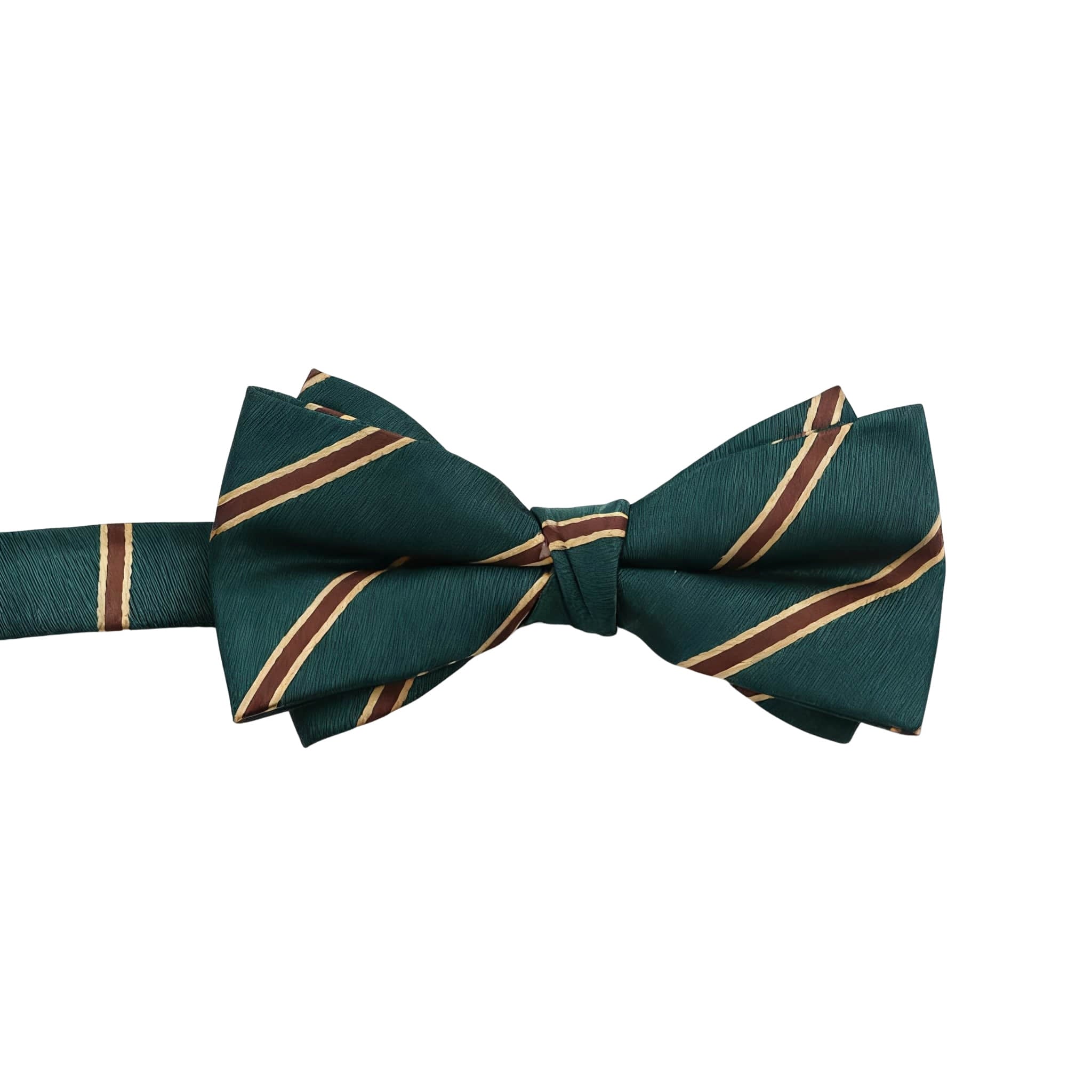 Green Brown Striped Bowtie